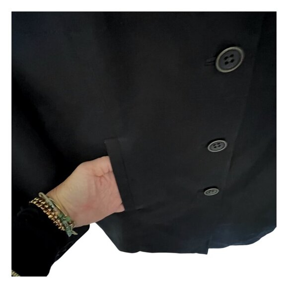 EDDIE BAUER Women's Black Mid Length Classic Trench Coat w/Pockets Lined Medium - Picture 5 of 8